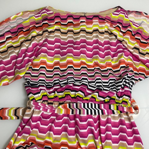 Trina Turk Women's XS Mini Belted Dress Geometric Print Pink Orange Shift Casual - Picture 4 of 11